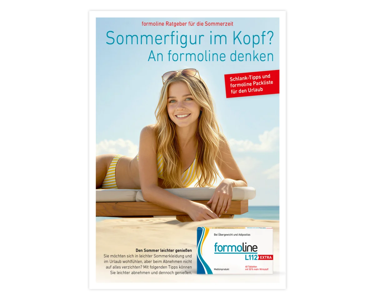 formoline Sommer-Ratgeber mit Tipps zum Abnehmen und formoline L112 EXTRA für den Urlaub.