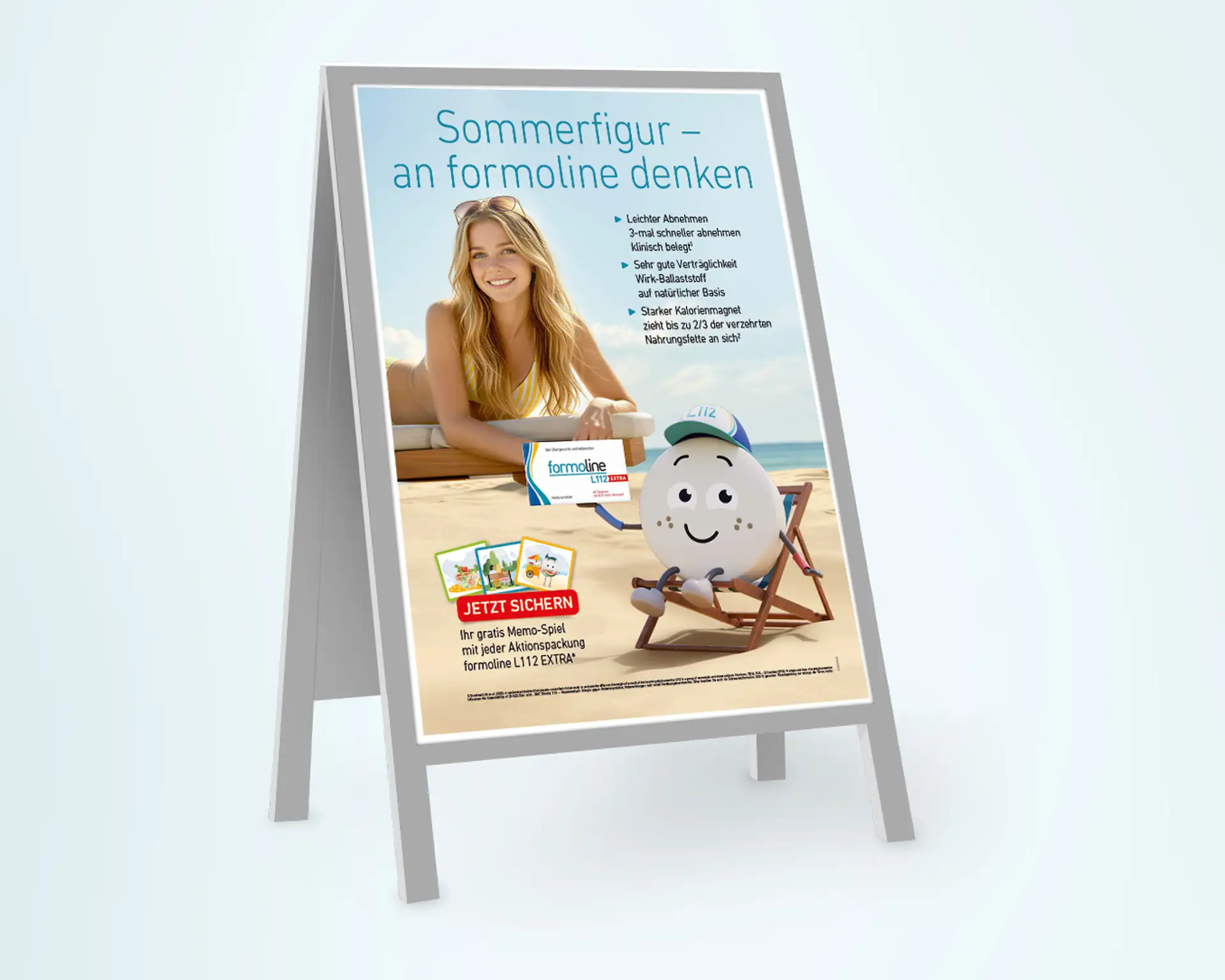 formoline L112 Gehwegaufsteller mit Sommeraktion und Memo-Spiel Promotion