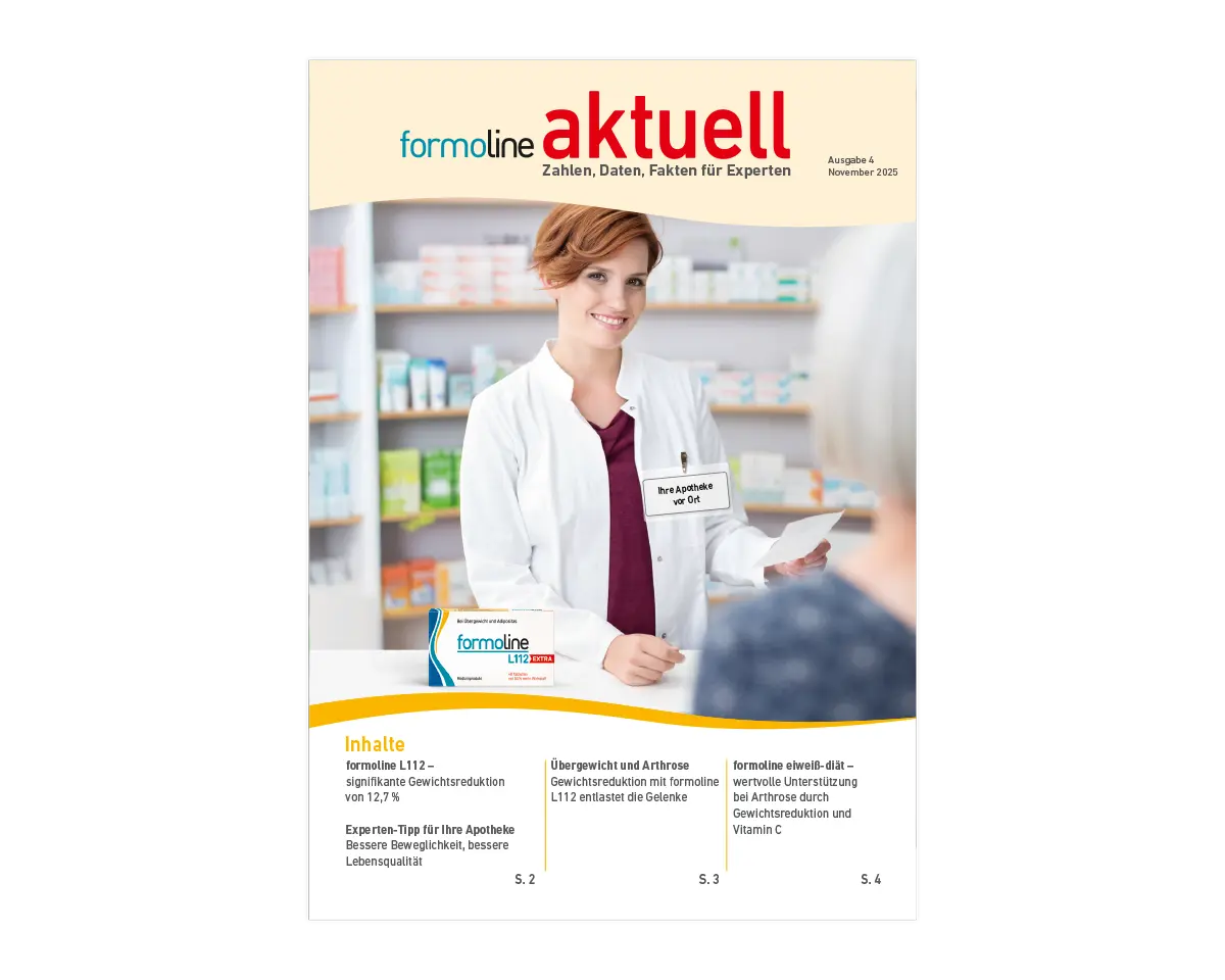 Titelbild der Zeitschrift formoline aktuell mit einer Apothekerin.