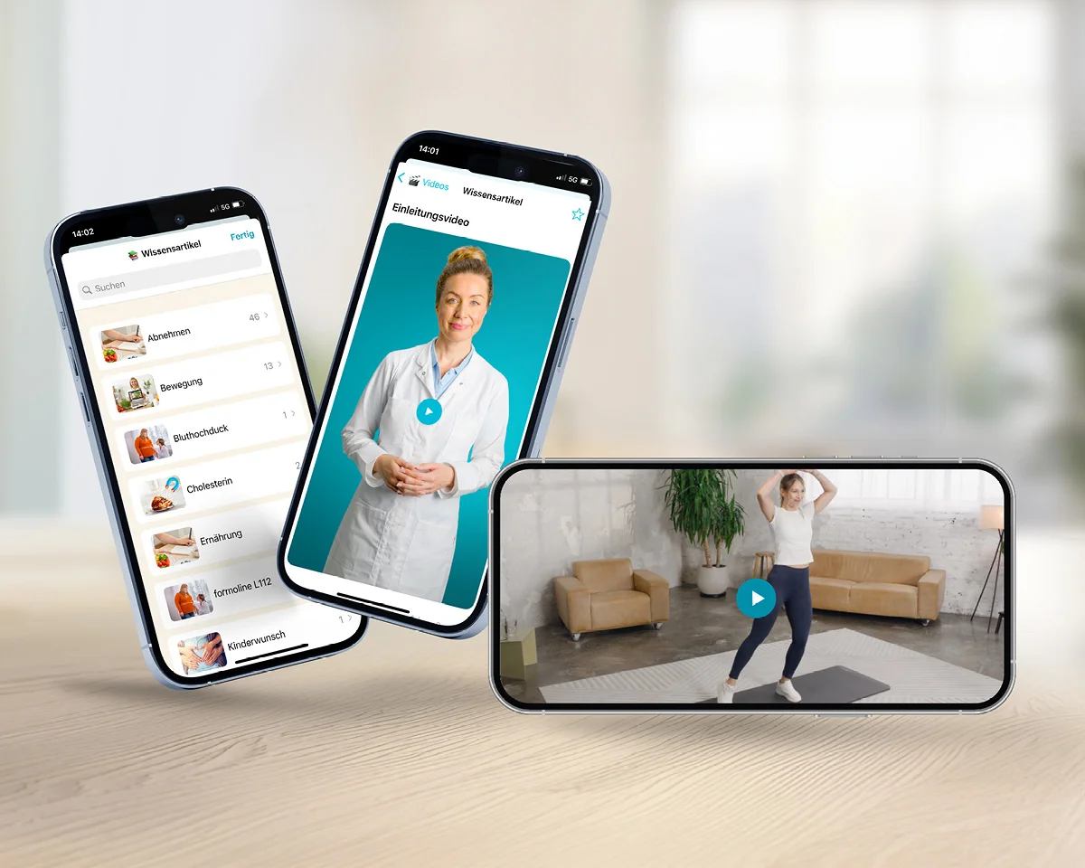 Drei Ansichten der My-formoline App. 
