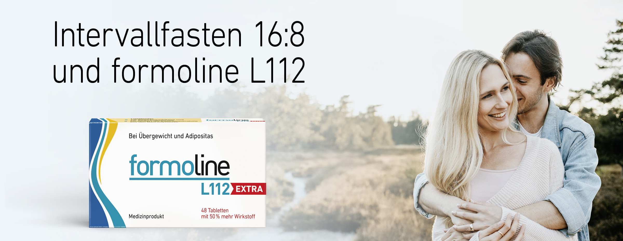 Intervallfasten 16zu8 und formoline L112 Extra Glückliches Paar in der Natur – Intervallfasten 16:8 mit formoline L112